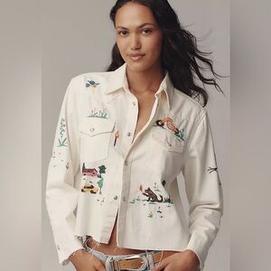 MOTHER The Super Ex's Crop Fray Buttondown Shirt